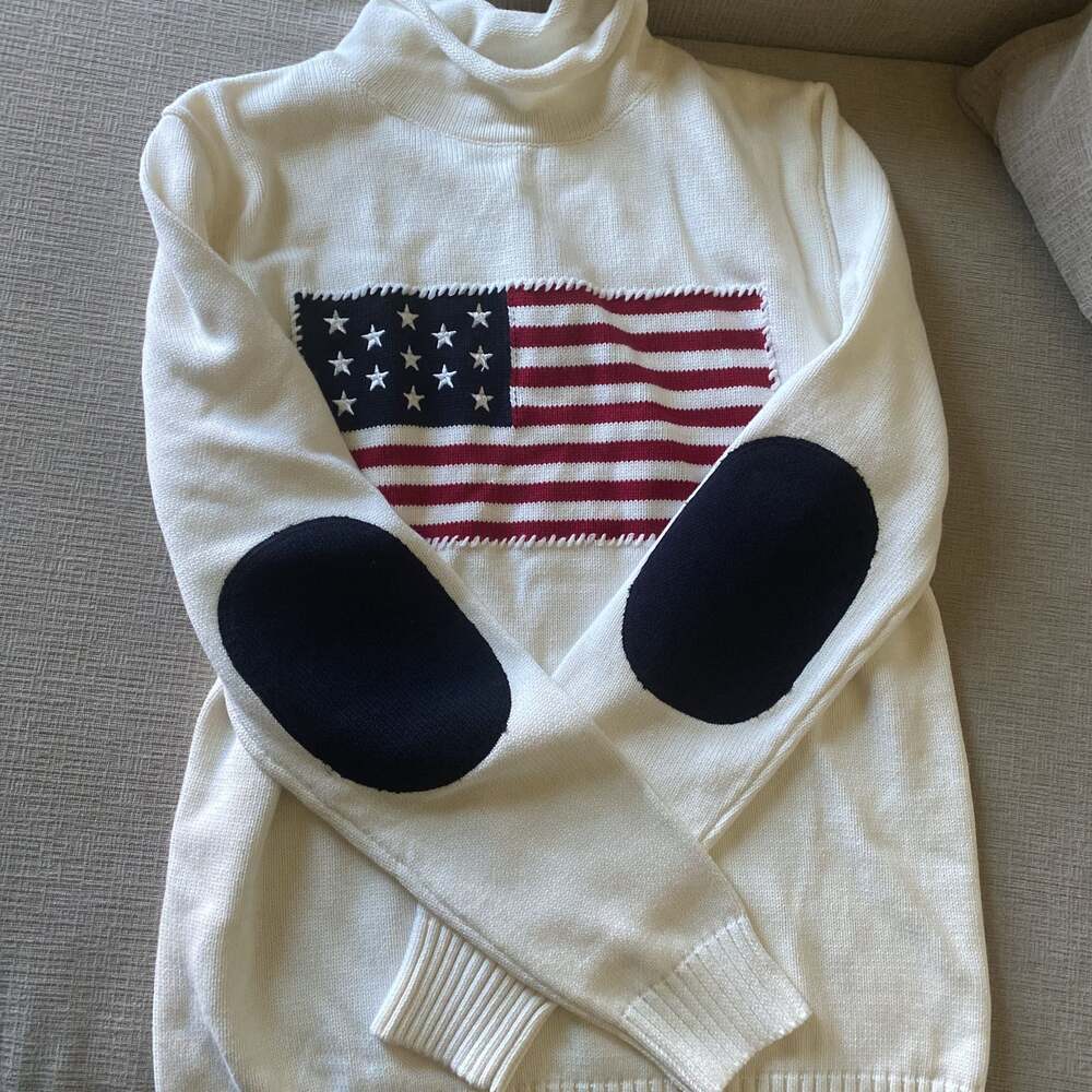 American Flag Sweater T. Dalton Clothing 40% Cotton 60% Viscose  Crewneck Sweate